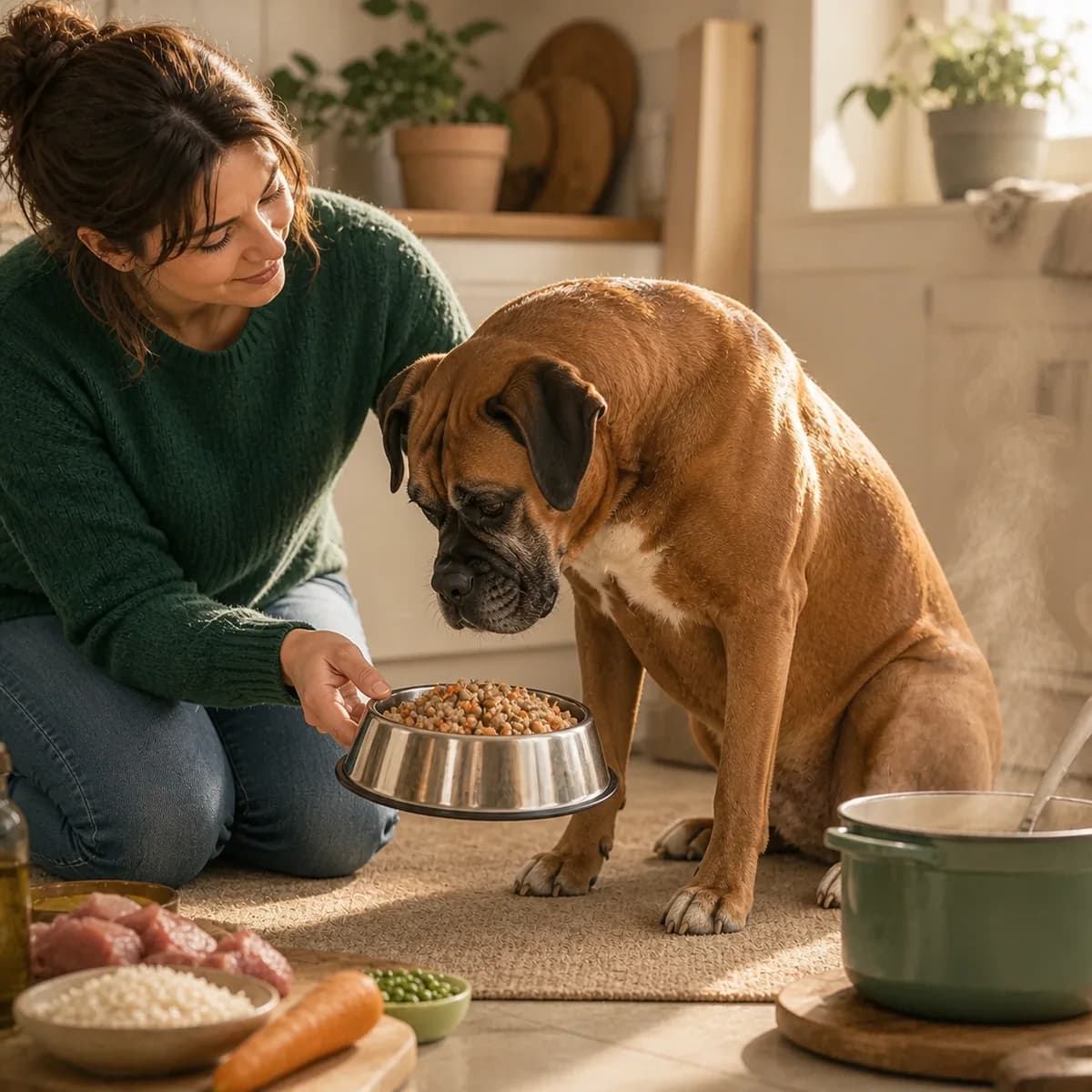 Illustration éditoriale originale créée pour l’article « Nourrir un chien qui sent moins »