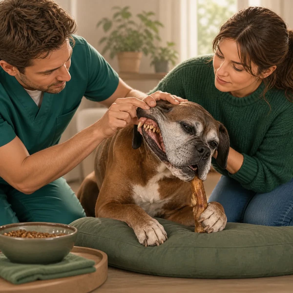 Illustration éditoriale originale créée pour l’article « Les soins dentaires du chien âgé »