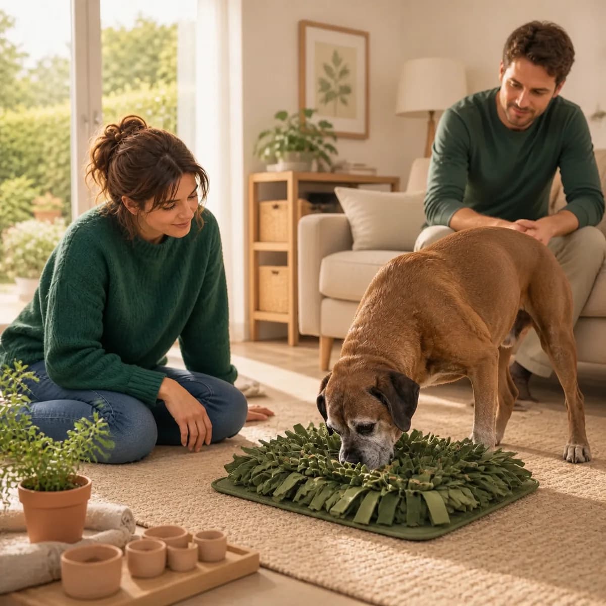Illustration éditoriale originale créée pour l’article « Stimuler un chien âgé »
