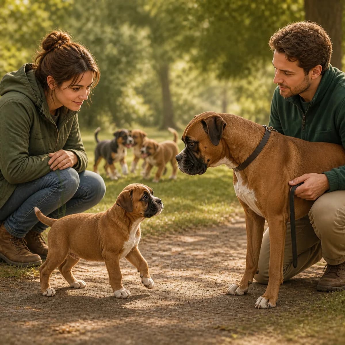 Illustration éditoriale originale créée pour l’article « Le chiot et les autres chiens : bien commencer »