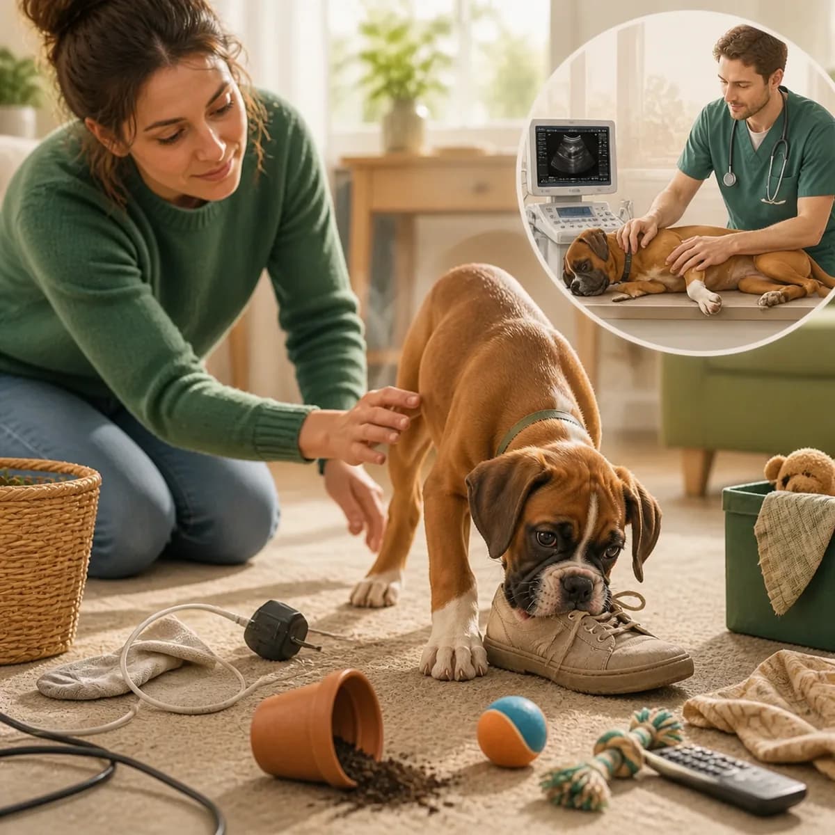 Illustration éditoriale originale créée pour l’article « Le chiot qui avale tout »