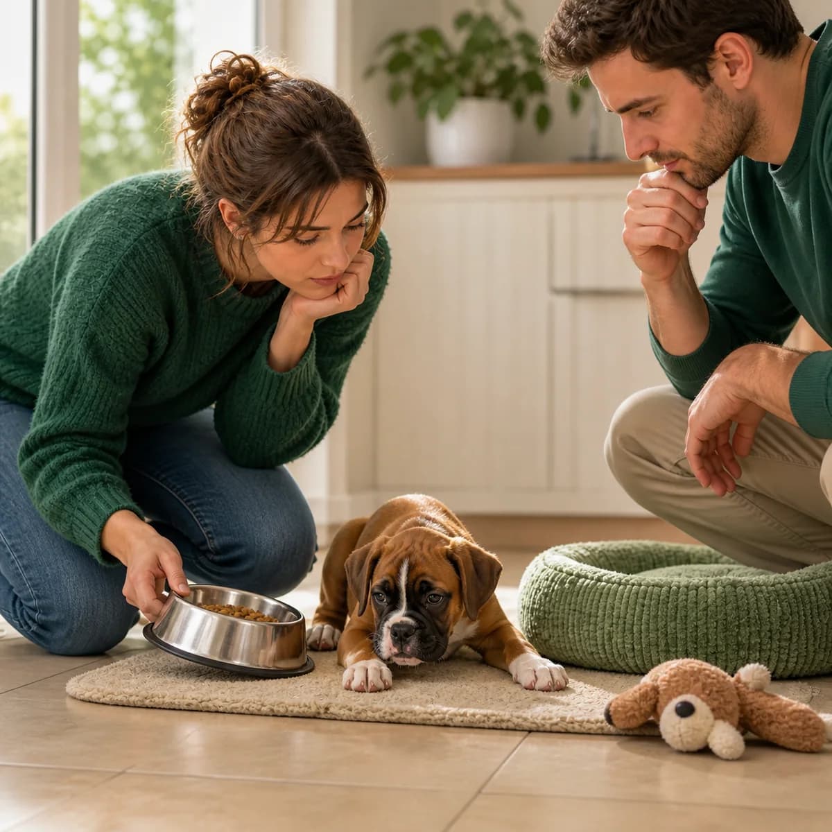 Illustration éditoriale originale créée pour l’article « Le chiot qui ne mange pas »