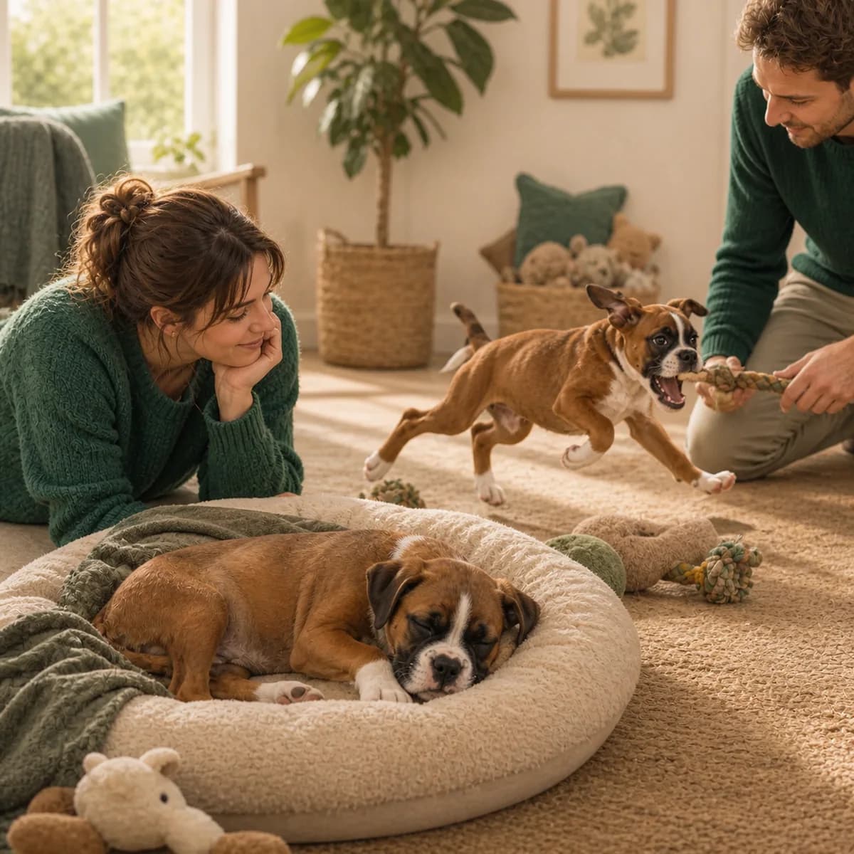 Illustration éditoriale originale créée pour l’article « Le sommeil du chiot »
