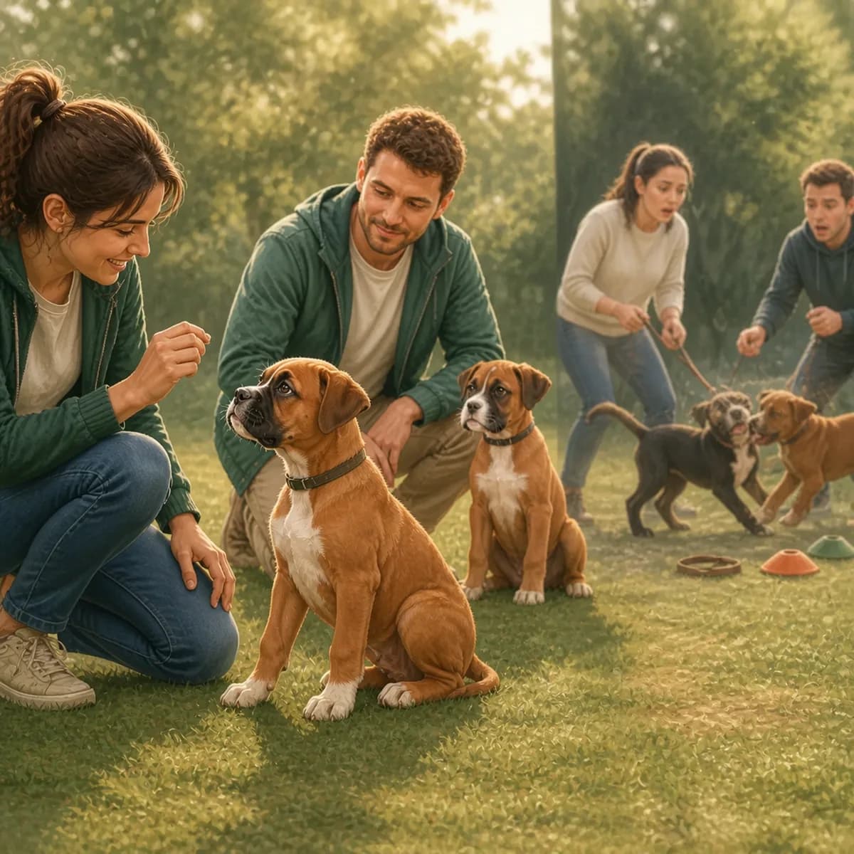 Illustration éditoriale originale créée pour l’article « Les cours pour chiots : ce qu’il faut regarder »