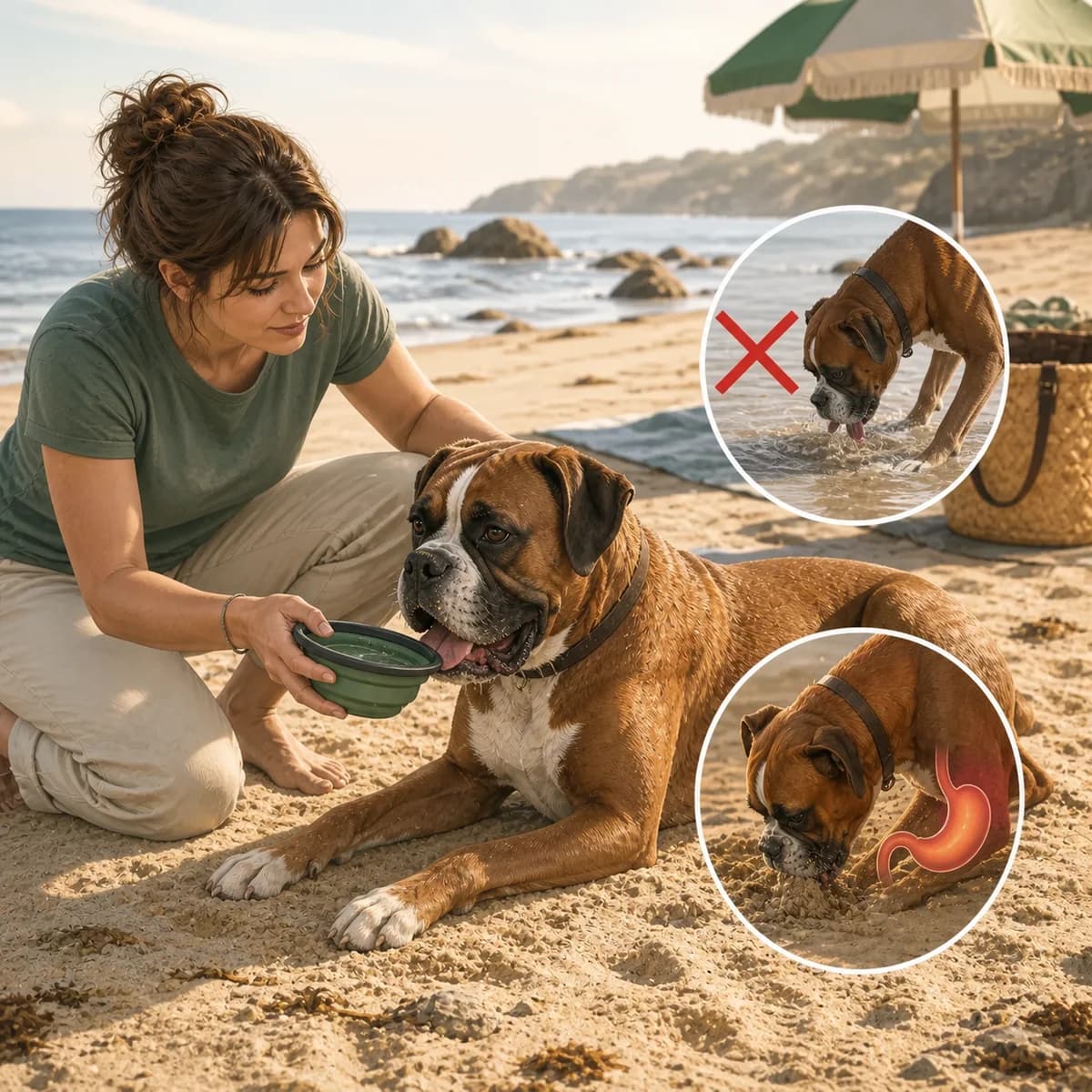 Illustration éditoriale originale créée pour l’article « Le chien à la plage »