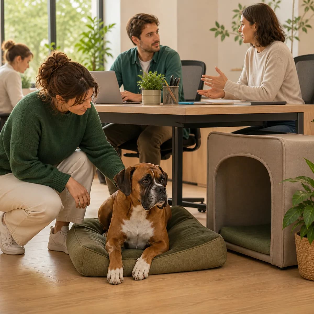 Illustration éditoriale originale créée pour l’article « Emmener son chien au bureau »