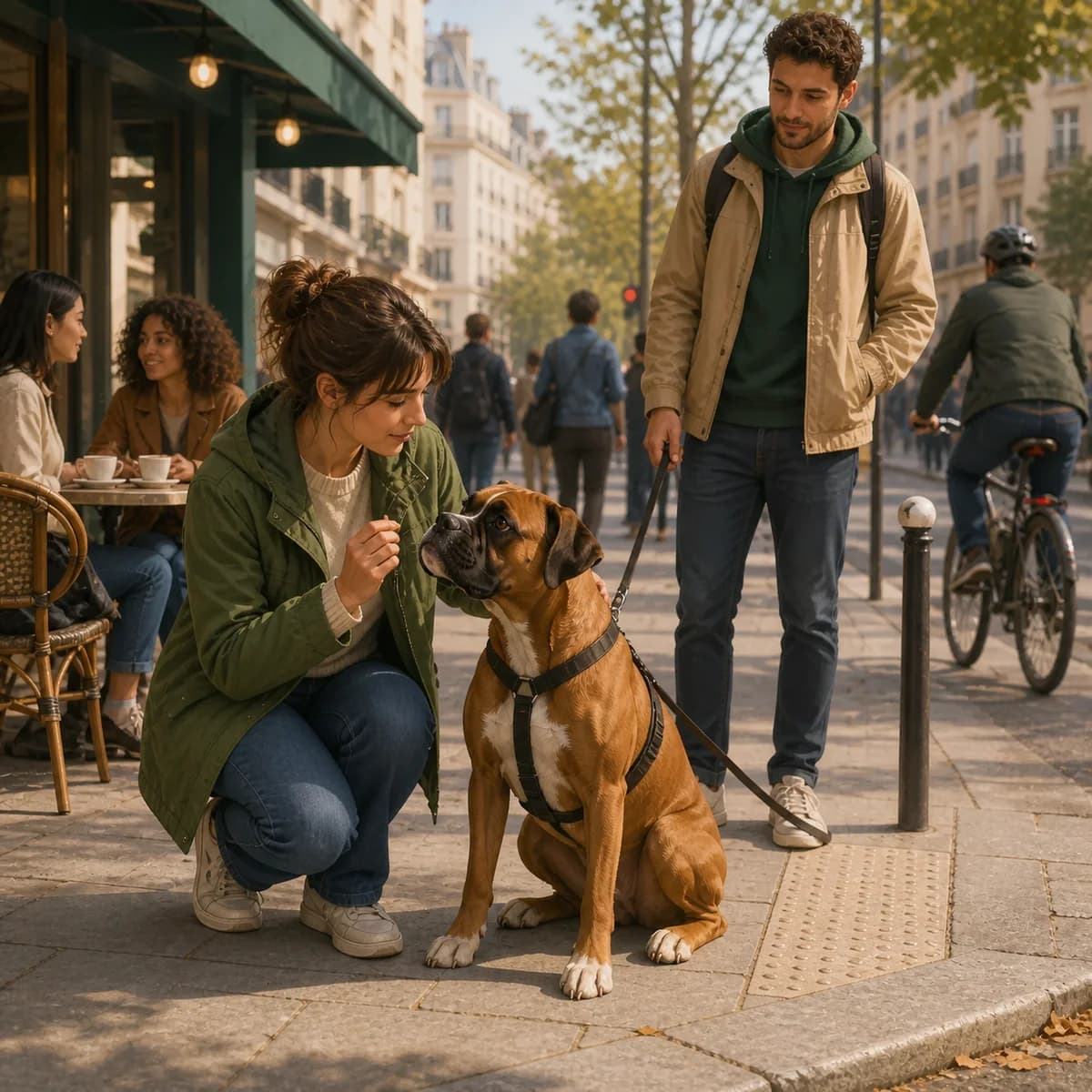 Illustration éditoriale originale créée pour l’article « Vivre avec un chien en ville »