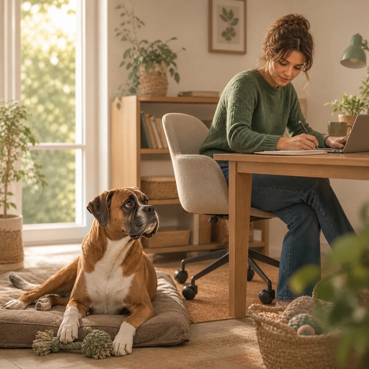 Illustration éditoriale originale créée pour l’article « Chien et télétravail : ce qui change »