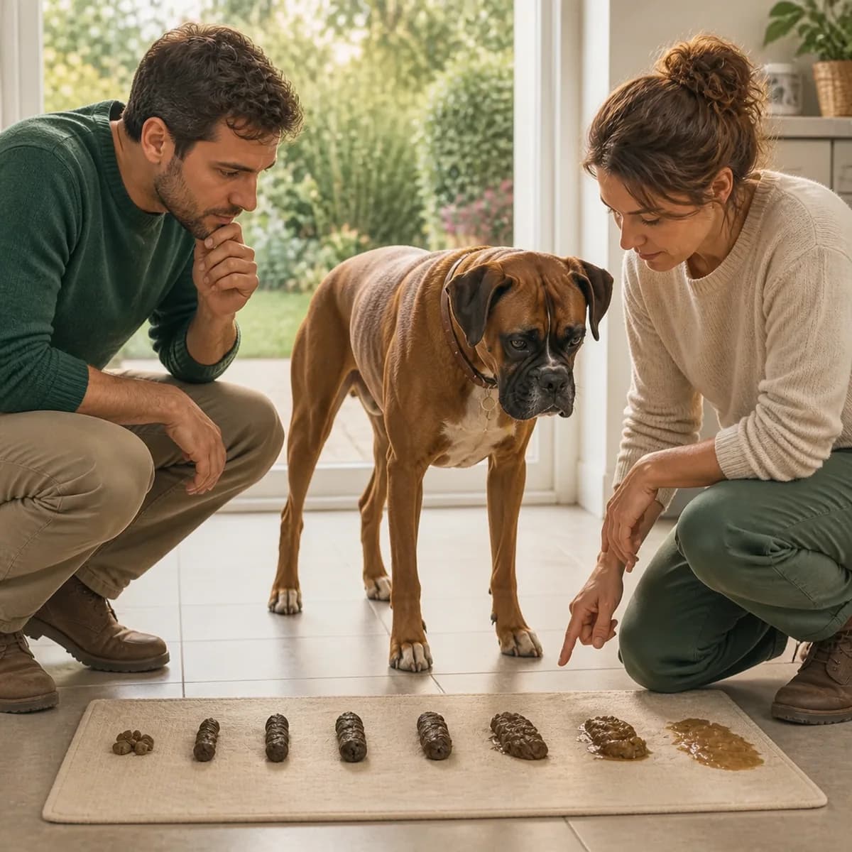 Illustration éditoriale originale créée pour l’article « Les selles de son chien : ce qu’elles indiquent »