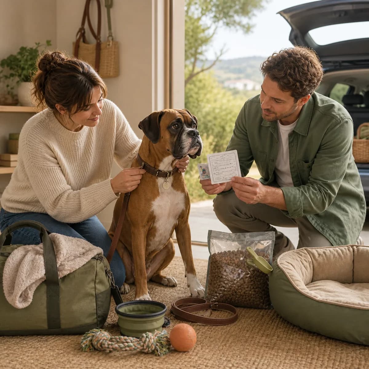 Illustration éditoriale originale créée pour l’article « Partir en vacances avec son chien »