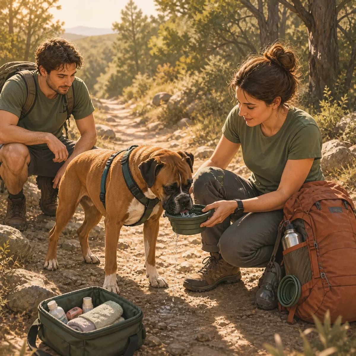 Illustration éditoriale originale créée pour l’article « Randonner avec son chien »