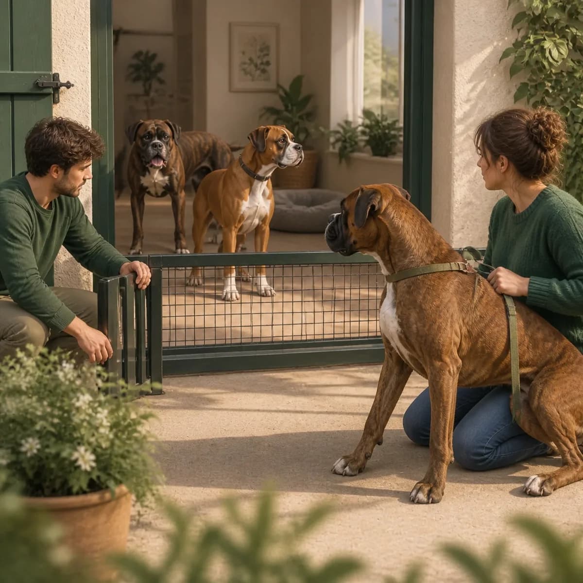 Illustration éditoriale originale créée pour l’article « Gérer les chaleurs quand plusieurs chiens cohabitent »