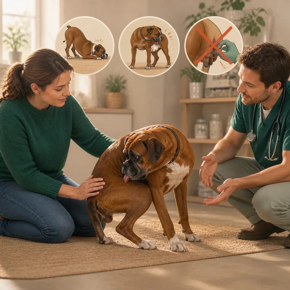Illustration éditoriale originale créée pour l’article « Les glandes anales du chien »