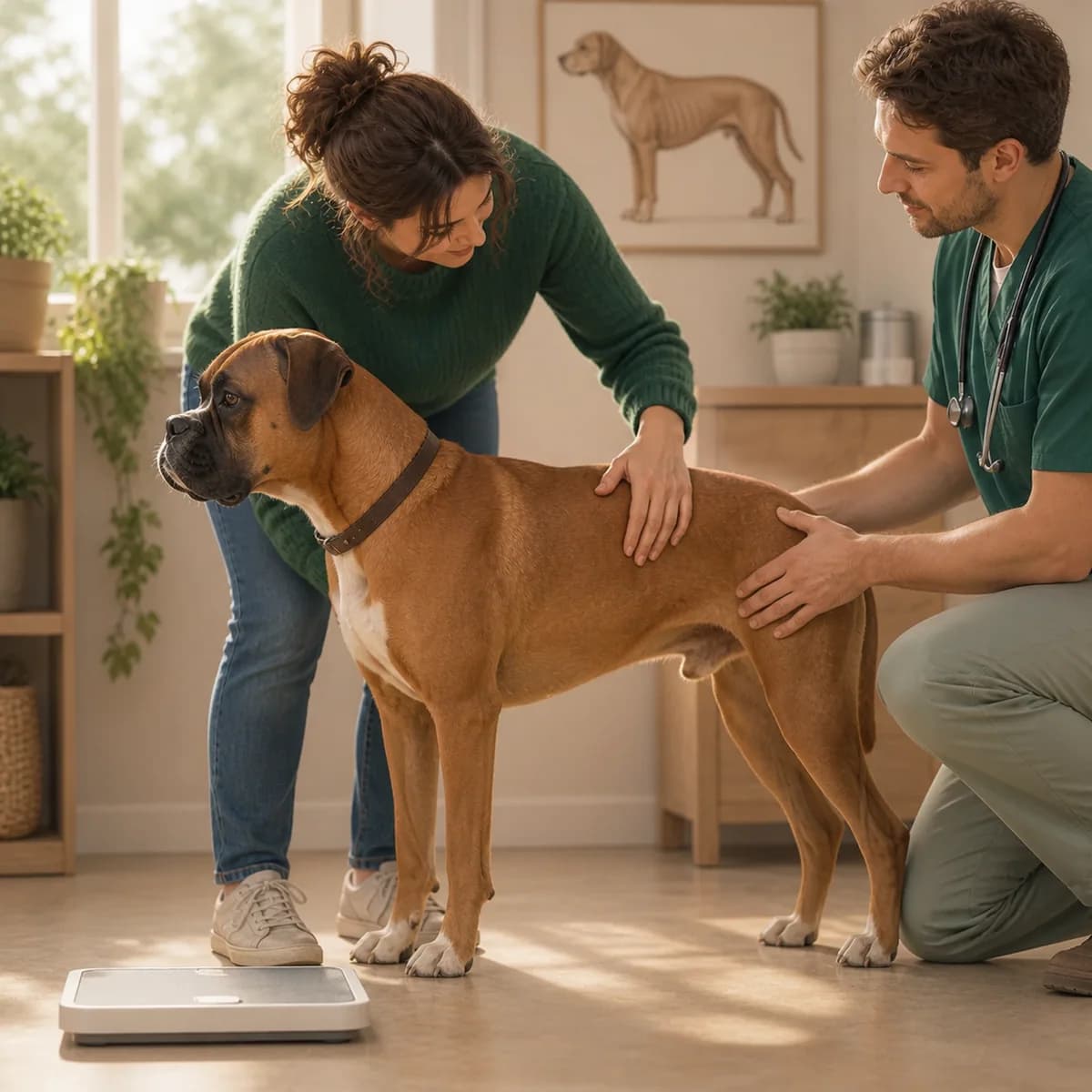 Illustration éditoriale originale créée pour l’article « Le poids du chien : ce qu’il indique, et ce qu’il n’indique pas »