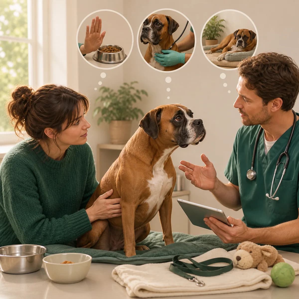 Illustration éditoriale originale créée pour l’article « Préparer son chien à une anesthésie »