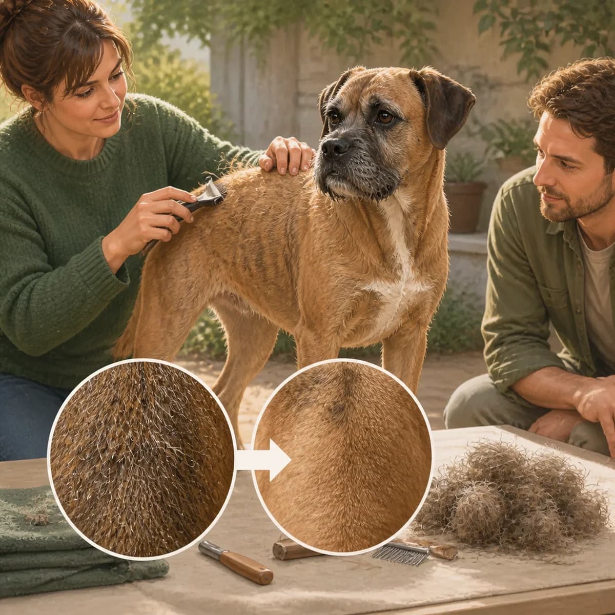 Illustration éditoriale originale créée pour l’article « Les soins d’un chien à poil dur »