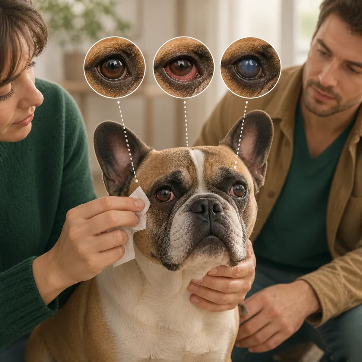 Illustration éditoriale originale créée pour l’article « Les yeux des chiens à face plate »