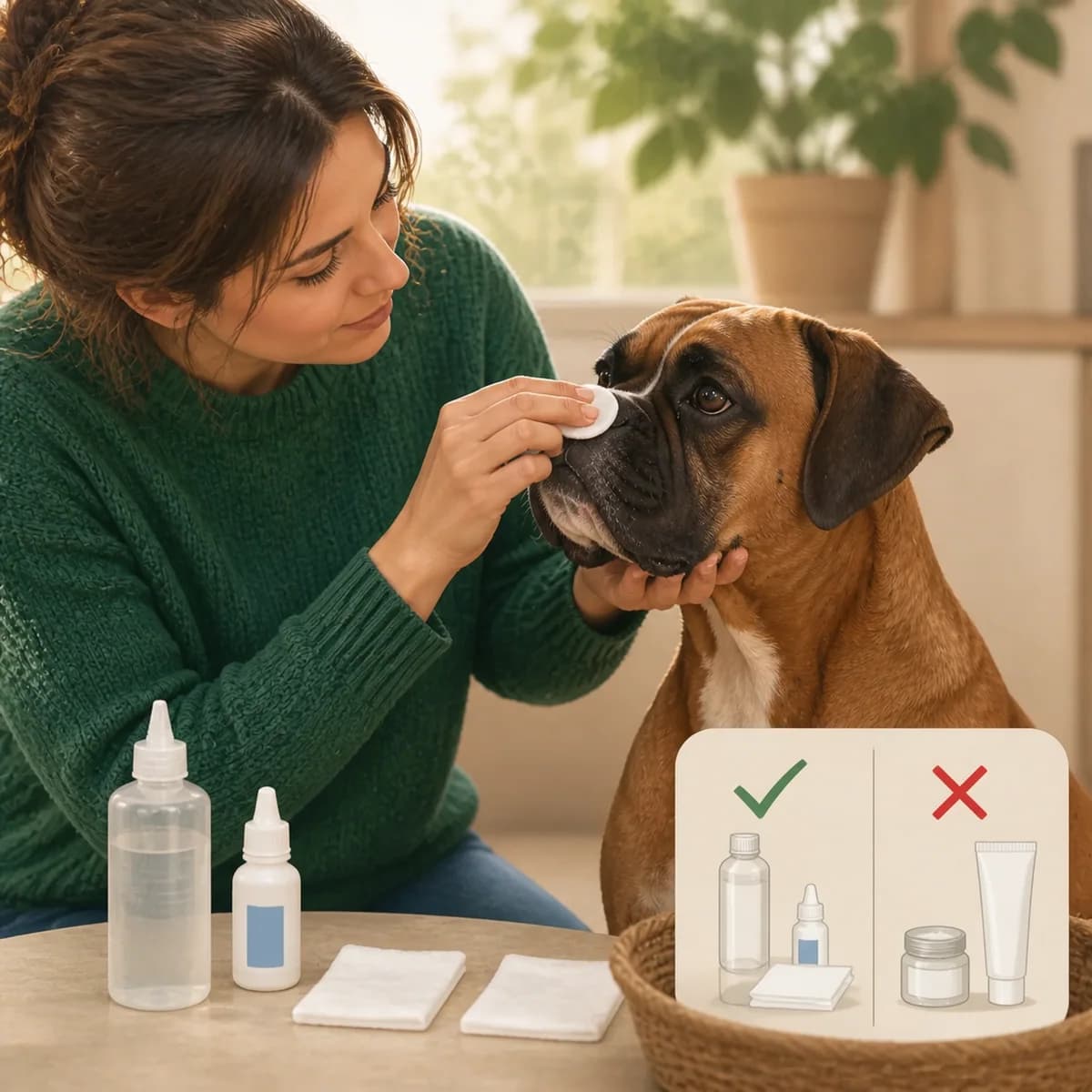 Illustration éditoriale originale créée pour l’article « Nettoyer les yeux de son chien »