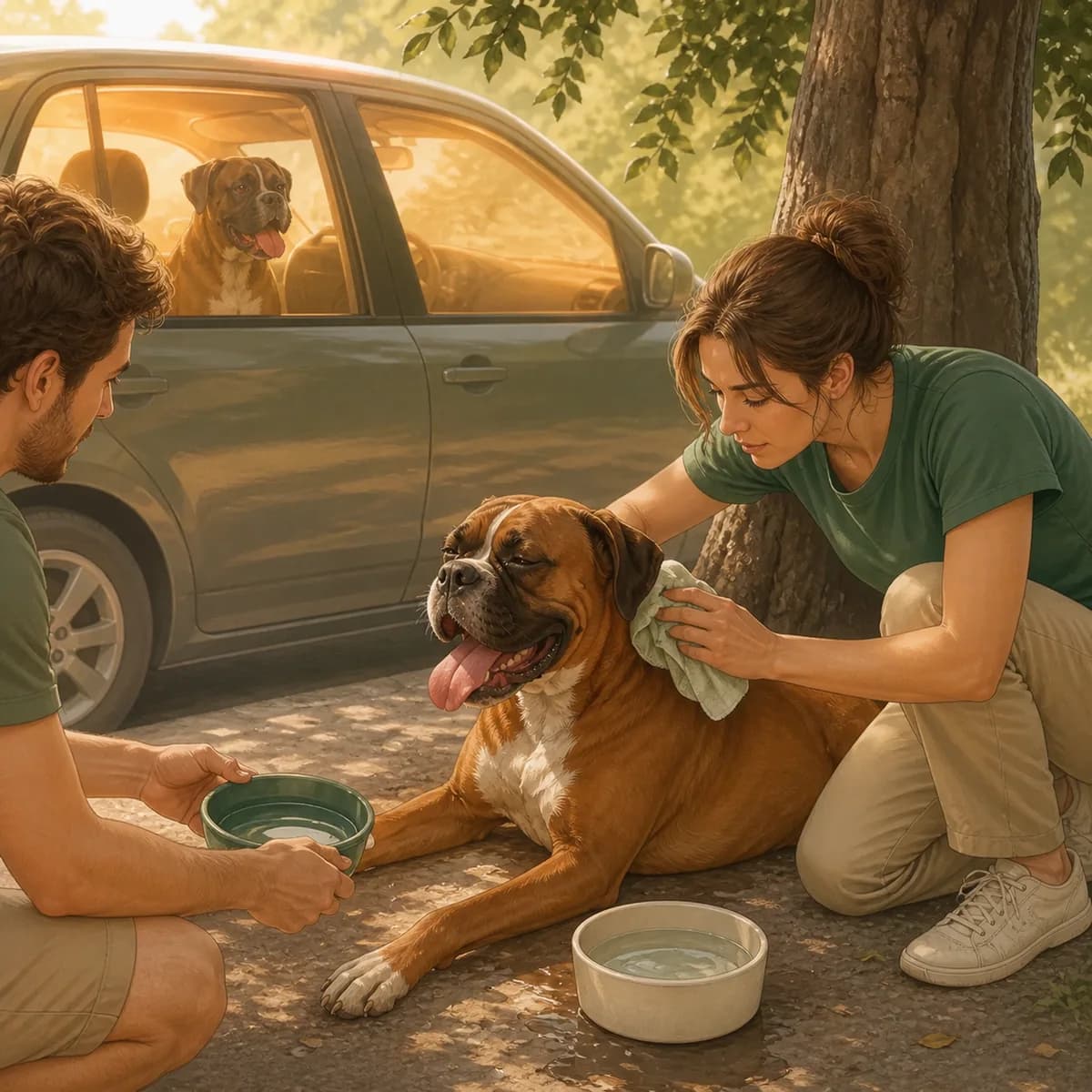 Illustration éditoriale originale créée pour l’article « Protéger son chien de la chaleur »