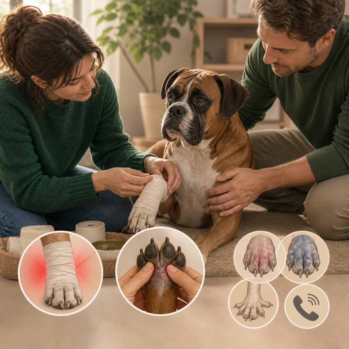 Illustration éditoriale originale créée pour l’article « Refaire un pansement à son chien »