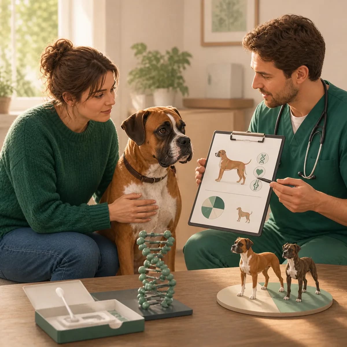 Illustration éditoriale originale créée pour l’article « Les tests génétiques chez le chien »