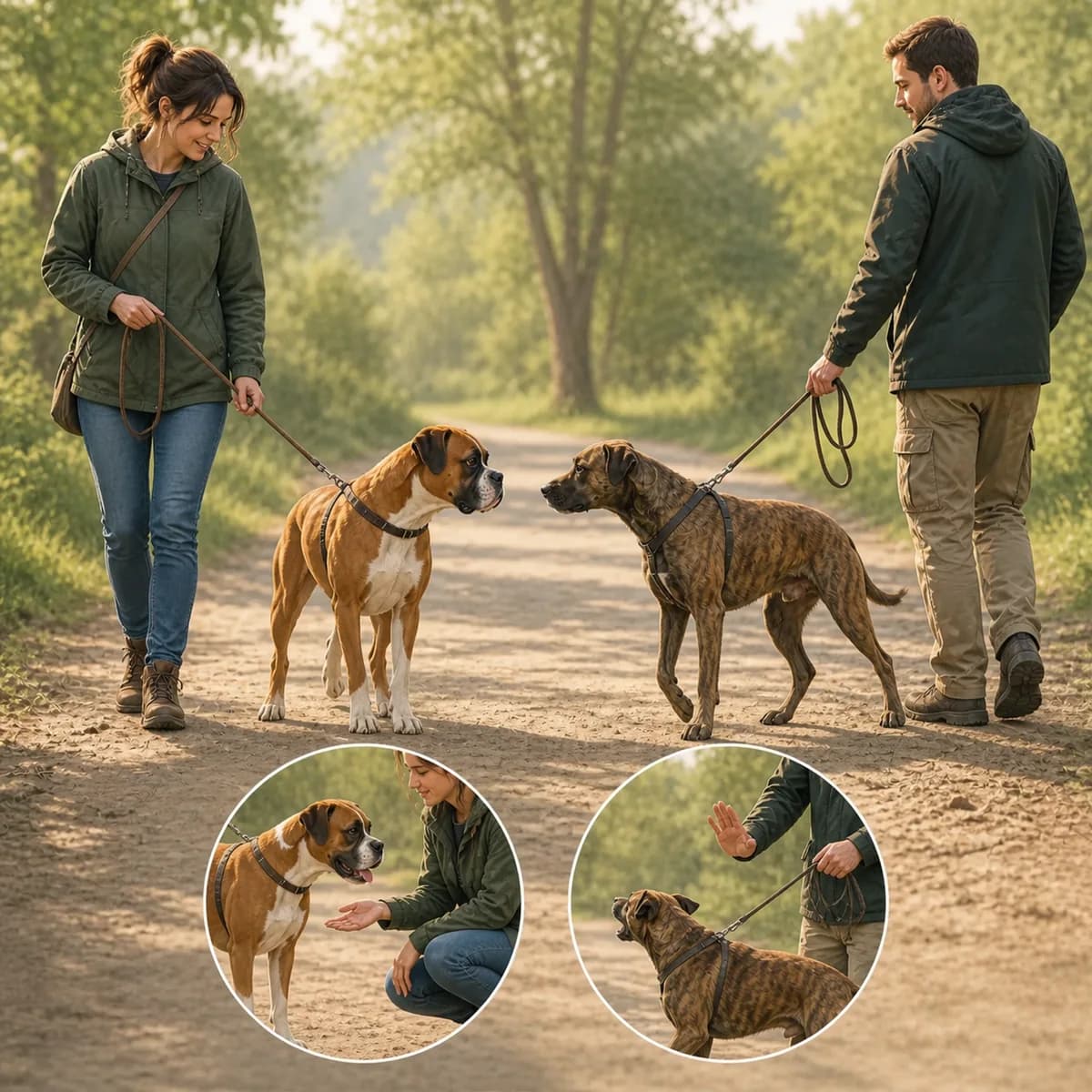 Illustration éditoriale originale créée pour l’article « Présenter deux chiens qui ne se connaissent pas »