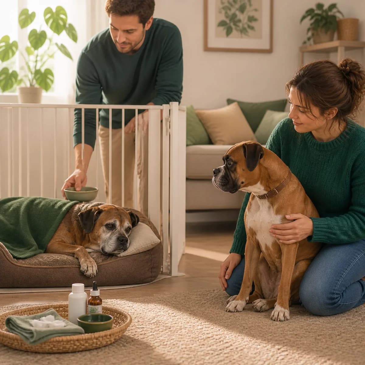 Illustration éditoriale originale créée pour l’article « Quand l’un des chiens est malade »